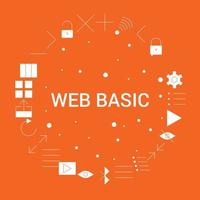 plantilla de vector de infografía de conjunto de iconos básicos web