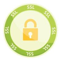 Digital ssl certificate icon, cartoon style vector