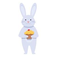 Easter rabbit with bakery icon cartoon vector. Cute bunny vector