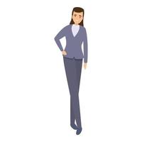 icono de traje de mujer de negocios exitoso, estilo de dibujos animados vector