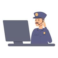 Police call center icon cartoon vector. Thank team