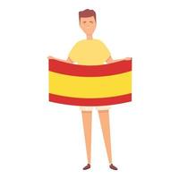 Boy with Spain flag icon cartoon vector. Child world vector