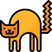 cat animal fear night halloween - filled outline icon vector
