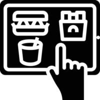 tablet order online food delivery - solid icon vector