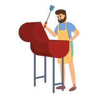 Weekend bbq icon, cartoon style vector