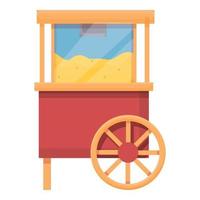 Popcorn push cart icon, cartoon style vector