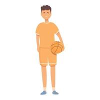 niño jugador de baloncesto icono vector de dibujos animados. escuela de deportes