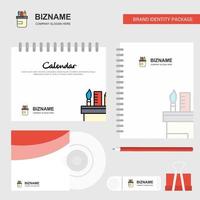 Pencil box Logo Calendar Template CD Cover Diary and USB Brand Stationary Package Design Vector Template