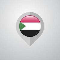 Map Navigation pointer with Sudan flag design vector