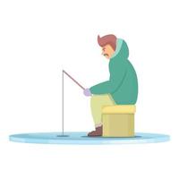 vector de dibujos animados de icono de pesca de lago congelado. agujero de invierno