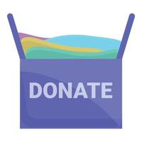 Clothes donation box icon, cartoon style vector