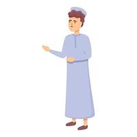 Muslim schoolboy icon cartoon vector. Online school vector
