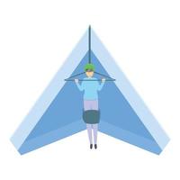 Extreme hang glider icon, cartoon style vector