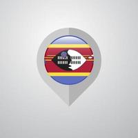 Map Navigation pointer with Swaziland flag design vector