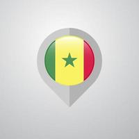 puntero de navegación de mapa con vector de diseño de bandera de senegal