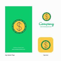 Dollar Company Logo App Icon and Splash Page Design Creative Business App Design Elements vector