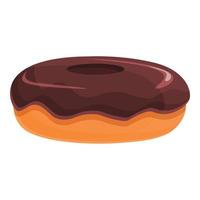 Takeaway chocolate doughnut icon, cartoon style vector