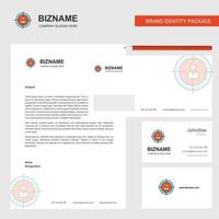 Target Business Letterhead Envelope and visiting Card Design vector template