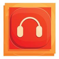 Headphones button interface icon, cartoon style vector