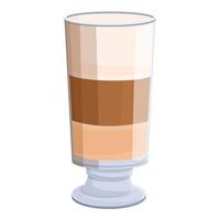 Latte glass mug icon, cartoon style vector