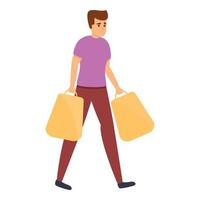 Weekend shopping icon, cartoon style vector