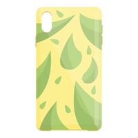 Green leaf smartphone case icon cartoon vector. Phone cover vector