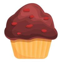 icono de muffin de chocolate, dibujos animados y estilo plano vector