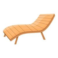 Wood chaise lounge icon cartoon vector. Beach chair vector