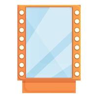 Illuminated mirror icon, cartoon style vector