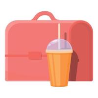 School breakfast juice cup icon, cartoon style vector