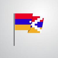 vector de diseño de bandera ondeante de la república de nagorno karabaj