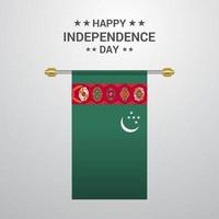 Turkmenistan Independence day hanging flag background vector