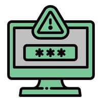 Pc password icon outline vector. Computer security vector