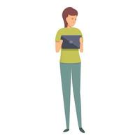 Girl online read icon cartoon vector. Digital study vector