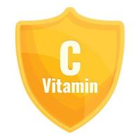 icono de escudo de vitamina c, estilo de dibujos animados vector