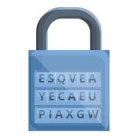 Coding padlock icon, cartoon style vector