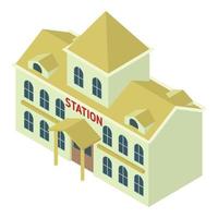 Public railway station icon, isometric style vector