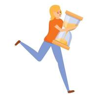 Running time management icon, cartoon style vector