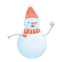 Snowman play fun icon cartoon vector. Hat man vector