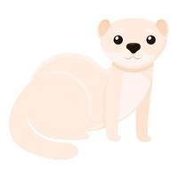 White cute mink icon, cartoon style vector