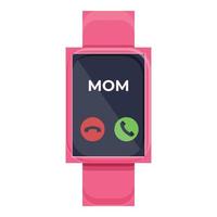 Kid smart watch mom call icon, cartoon style vector