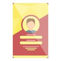 Id card photo icon, cartoon style vector