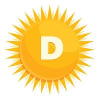 Shining sun vitamin icon, cartoon style vector