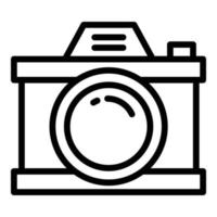 Retro camera icon, outline style vector