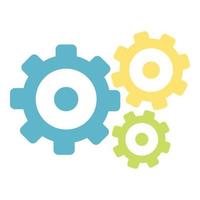 Problem solving gear wheels icon, cartoon style vector
