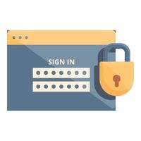 Login password protection icon, cartoon style vector