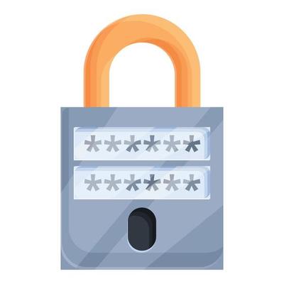Online password protection icon, cartoon style