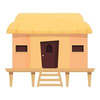 Landscape bungalow icon cartoon vector. Beach house vector