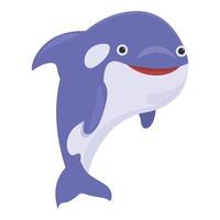 Wave killer whale icon, cartoon style vector