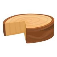 Cutted half tree trunk icon, cartoon style vector